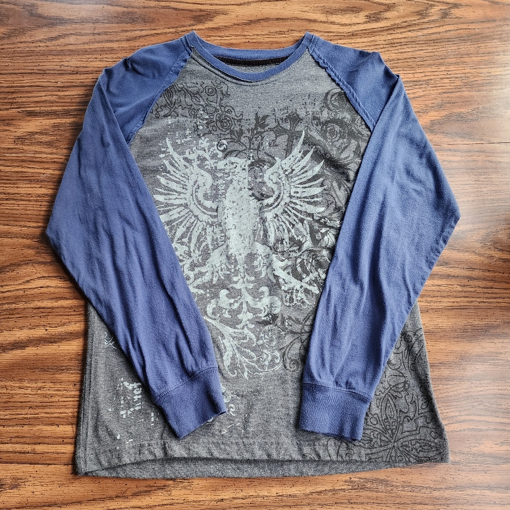 Point Zero Graphic Distressed Long Sleeve Shirt M